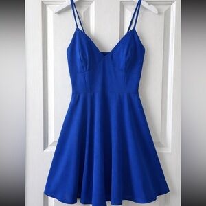 Express Cobalt Blue Spaghetti Strap Fit & Flare Mini Dress – Size 4